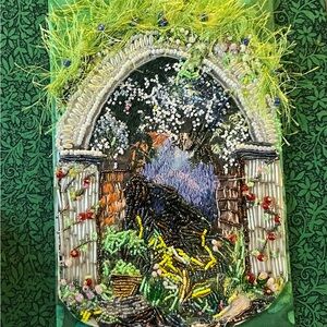 Green and Yellow Fiber Art Mosaic